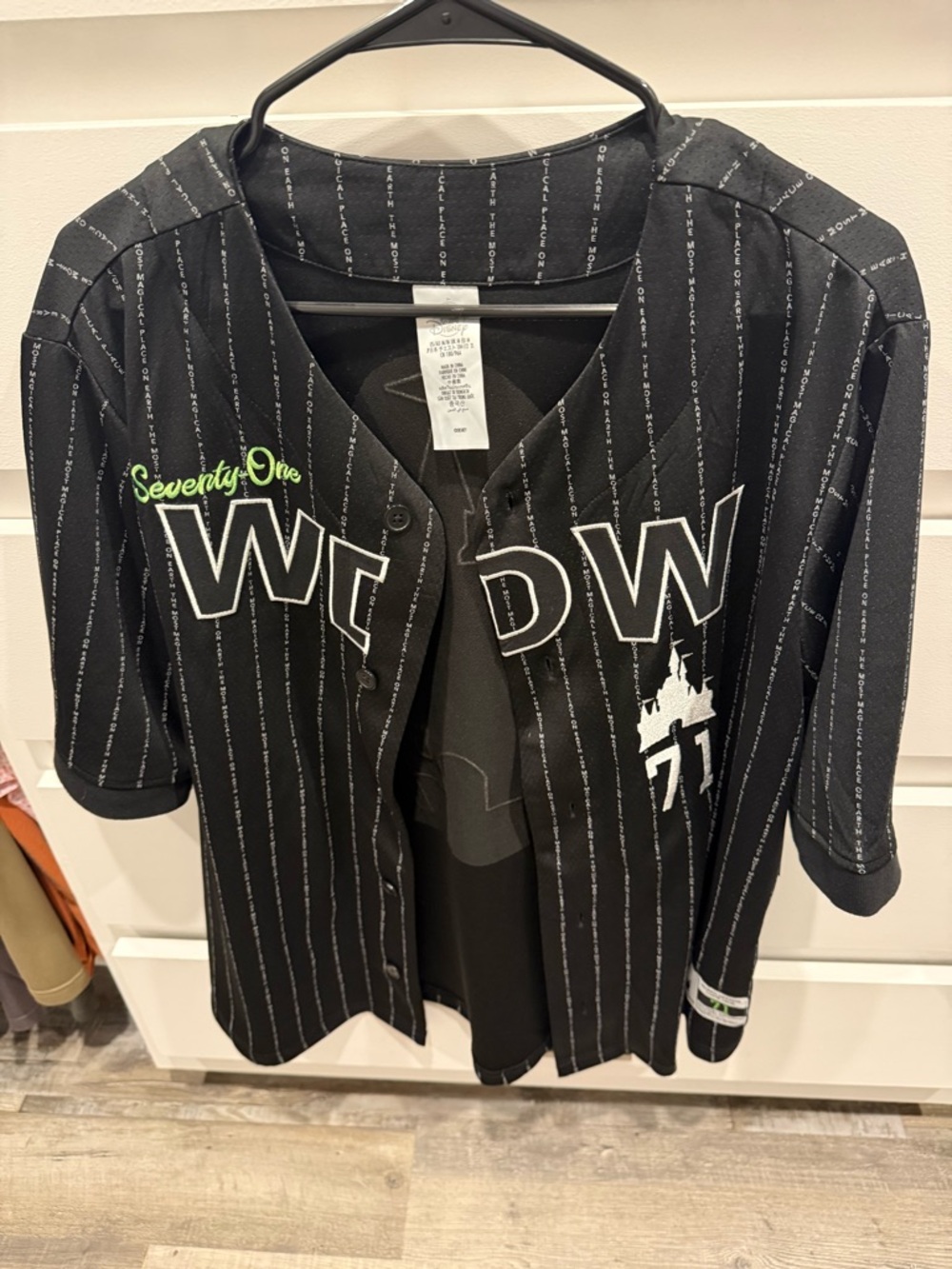 Disney Black Pinstripe WDW Seventy-One Baseball Jersey